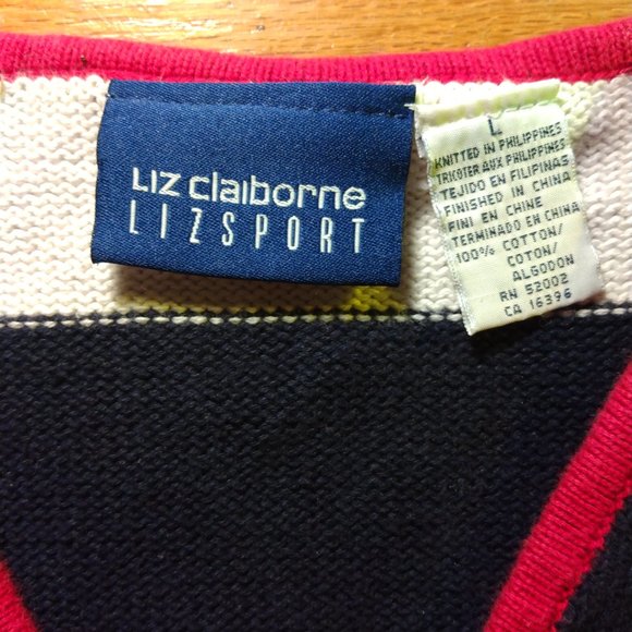 Liz Claiborne Sport zip-up striped cardigan knitted sweater - Picture 3 of 3
